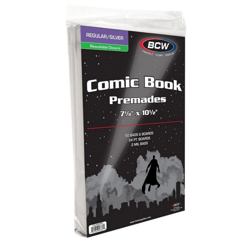 Premade Resealable Silver Comic Bag and Board Pack of 50