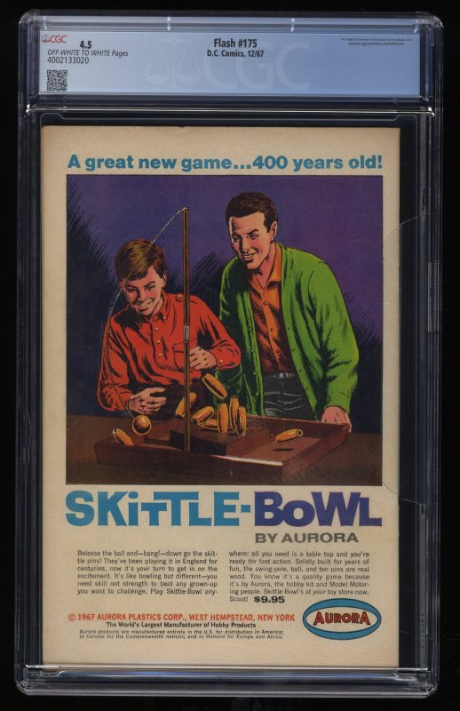 Flash #175 CGC VG+ 4.5 Off White to White Superman race!