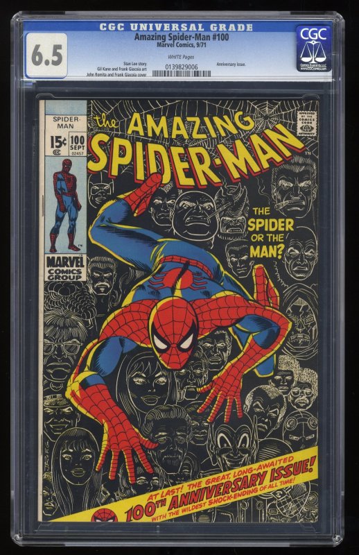 Amazing Spider-Man #100 CGC FN+ 6.5 White Pages Anniversary Issue Romita Jr