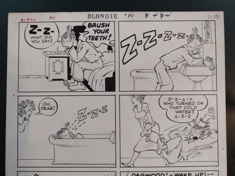 Blondie #90 Page 4 Original Comic Art 1956 Paul Fung Jr