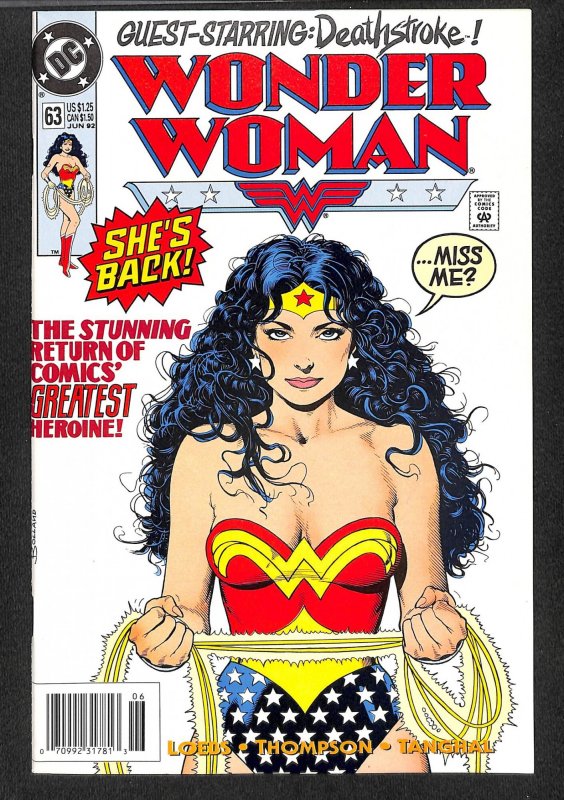 Wonder Woman (1987) #63 VF+ 8.5 Deathstroke! Brian Bolland Cover!