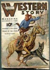 Western Story Pulp December 3 1938- German Shepherd cover- Valley of the Stars