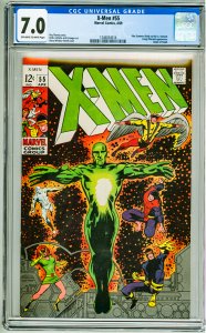 The X-Men #55 (1969) CGC 7.0!  OWW Pages!
