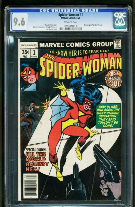 SPIDER-WOMAN #1-CGC 9.6 OW-NEW ORIGIN-BRONZE MARVEL KEY 0207074017