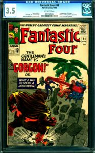 Fantastic Four #44 CGC Graded 3.5 1st Gorgon. Medusa & Dragon Man App.