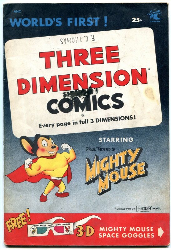 MIGHTY MOUSE THREE DIMENSION COMICS #1-3-D-RARE VG