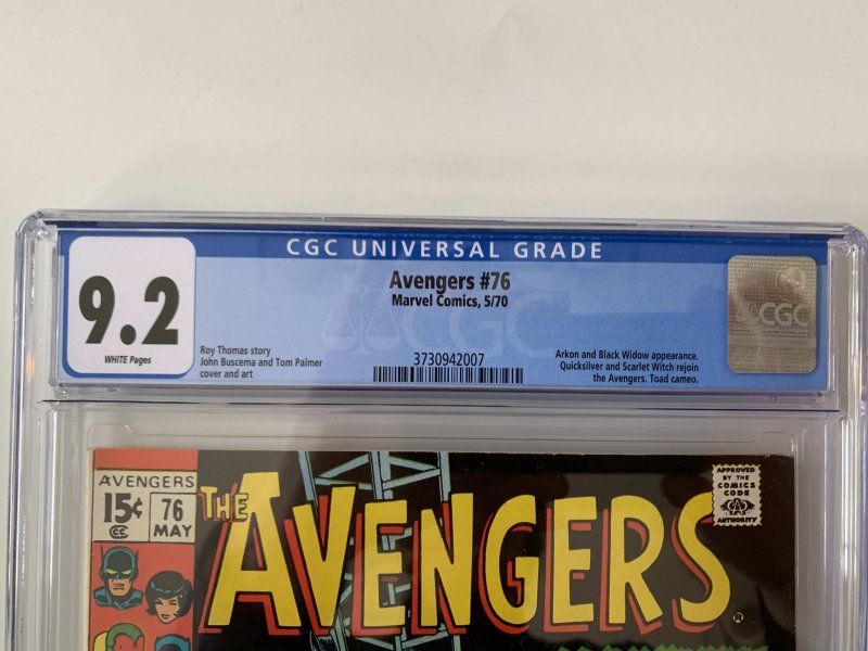 Avengers #76 - CGC 9.2 Quicksilver and Scarlet Witch!