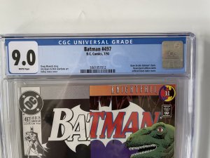 BATMAN #497 CGC 9.0 WHITE PAGES // BANE BREAKS BATMAN'S BACK 1993