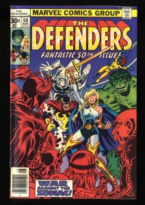 Defenders #50 VF- 7.5 Moon Knight!