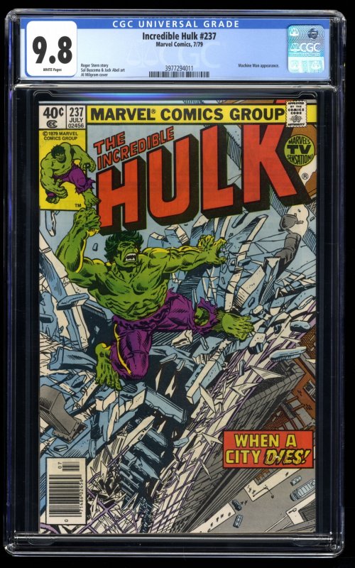 Incredible Hulk #237 CGC NM/M 9.8 White Pages Machine Man Appearance!