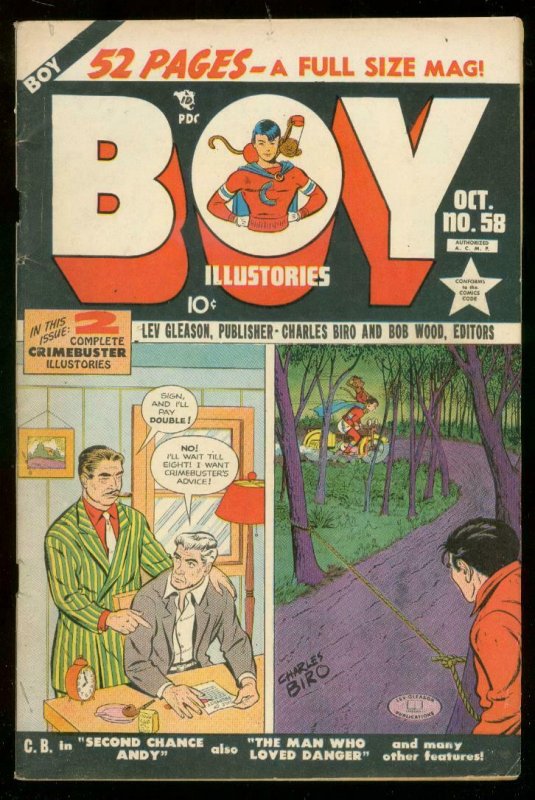 BOY COMICS #58 1950-CHARLES BIRO-MOTORCYCLE COVER VG