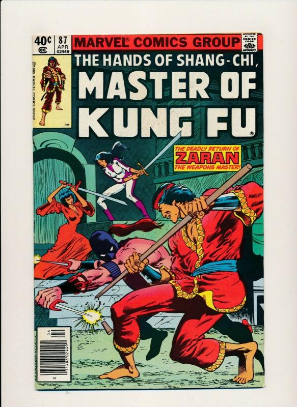 Marvel MASTER OF KUNG FU #87 1987 Deadly return of ZARAN VG/FINE (PF814) 