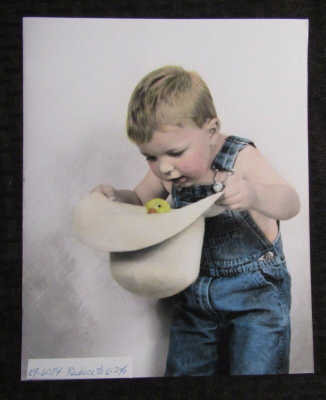 SMALL WONDERS GROW Cute Boy w/ Duckling PHOTO 8x10 Greeting Card Art #1441