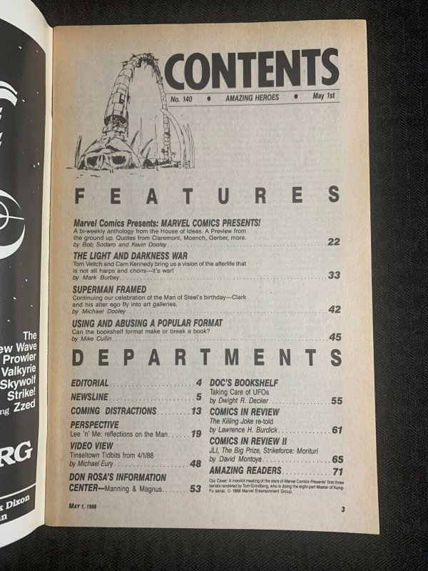 1988 AMAZING HEROES Magazine #140 FN 6.0 Marvel Comics Presents / Wolverine