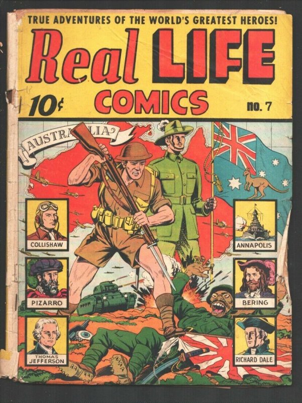 Real Life #7 1942-Australian soldier bayonets Japanese soldierAlex Schomburg-... 