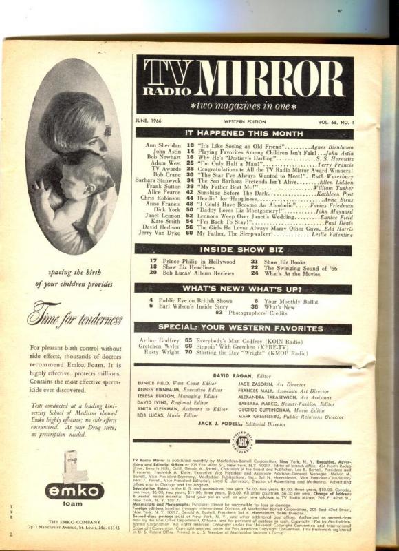 TV Radio Mirror-Janet Lennon-Barbara Stanwyck-Adam West-June-1966