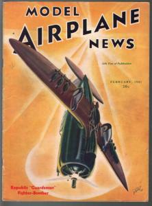Model Airplane News 2/1941- Guardsman Fighter-Bomber-WWII era-pix-diagrams-VG
