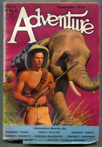 Adventure Pulp September 1933- elephant cover- Haycox