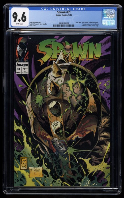 Spawn #31 CGC NM+ 9.6 White Pages Capullo and McFarlane Art!