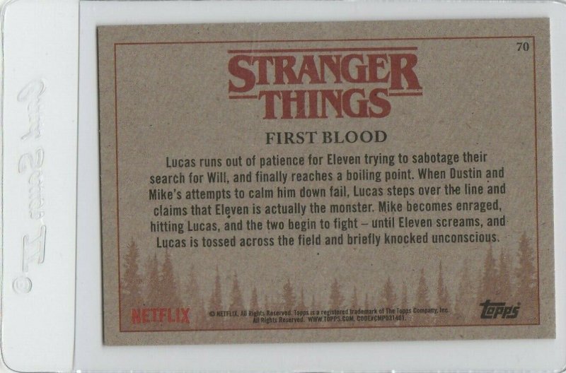 Stranger Things First Blood 70 Topps Netflix 2018 Season One trading card