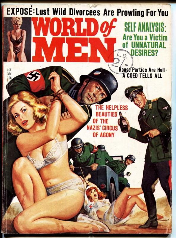 World of Men Pulp Magazine October 1964 -Nazi torture cover- cheesecake vg