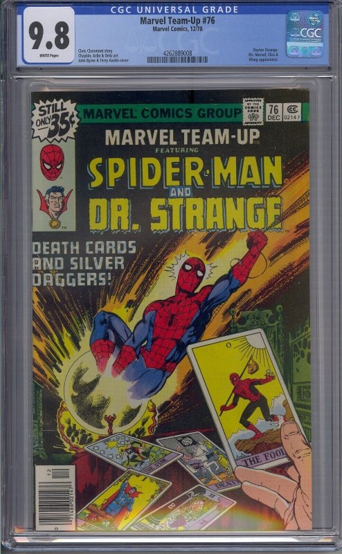 MARVEL TEAM-UP #76 CGC 9.8 SPIDER-MAN DR STRANGE MS MARVEL WHITE PAGES 9008