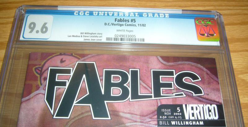 Fables #5 CGC 9.6 bill willingham - vertigo comics - james jean cover 2002