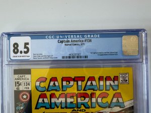 Captain America 134 CGC 8.5 - 1st Captain America Falcon Logo, Stone-Face (1971)