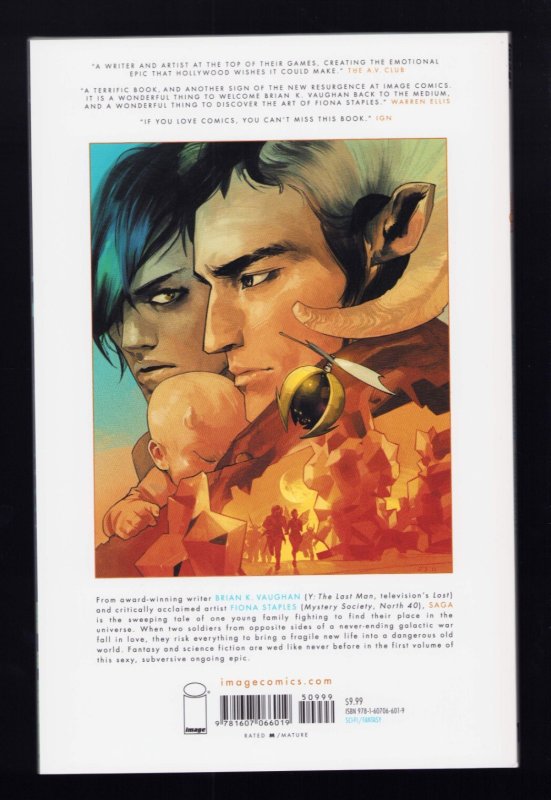 Saga Volume One - Signed by Brian K. Vaughan w/ COA. 2nd Print TPB (9/9.2) 2013