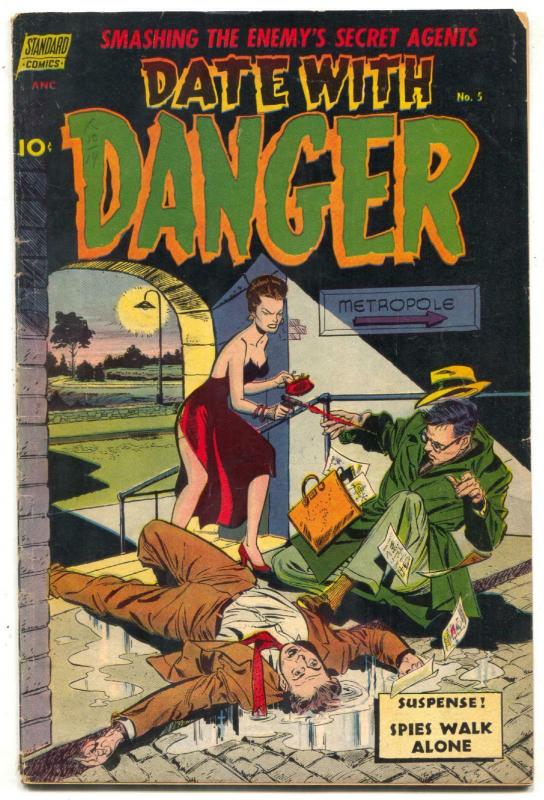 Date With Danger #5 1952-1st issue- NEEDLE TERROR STORY VG/F