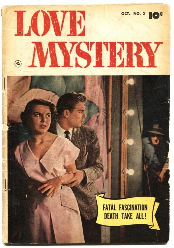 LOVE MYSTERY #3-1950-FINAL ISSUE-RARE ROMANCE & CRIME SERIES-GEORGE EVANS ART