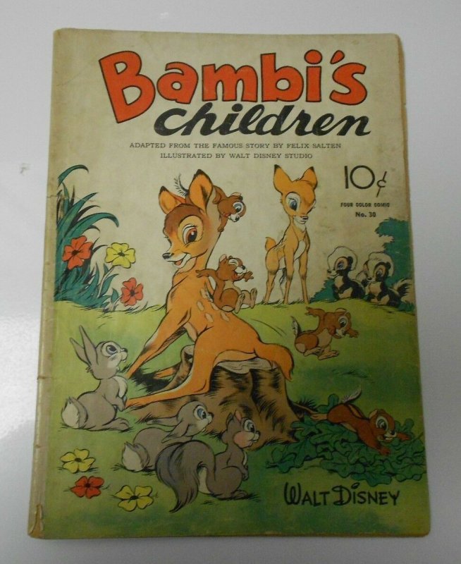 1943 DELL Walt Disney BAMBI Children (FOUR-COLOR) #30 VG-