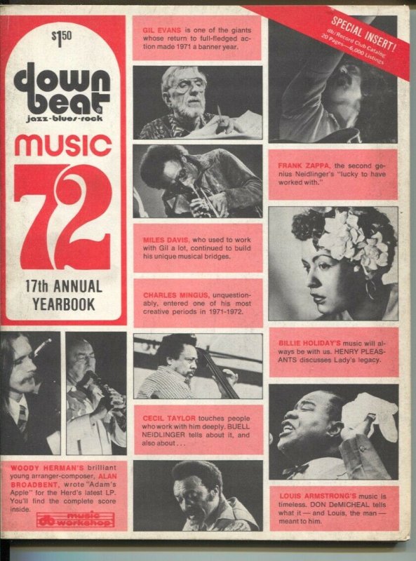 Down Beat's Music Yearbook 1972-Zappa-Miles Davis-pix-infp trends-music stars...