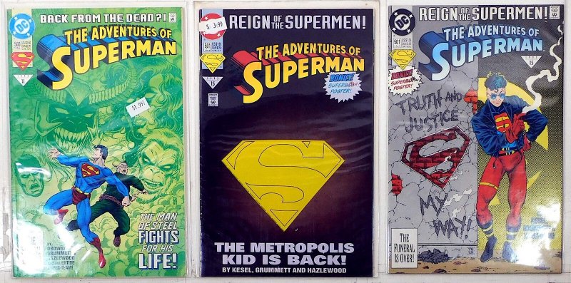 Adventures Superman Lot 3 #500, 501, 501 D 1993 DC First App Superboy Comics