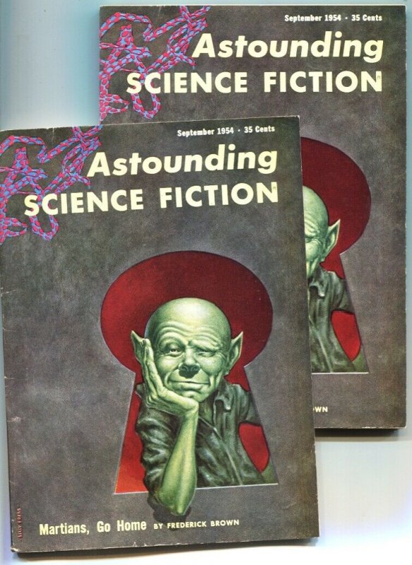 ASTOUNDING SCIENCE FICTION-SEPT 1954-VERY RARE PULP MAGAZINE DOUBLE COVER