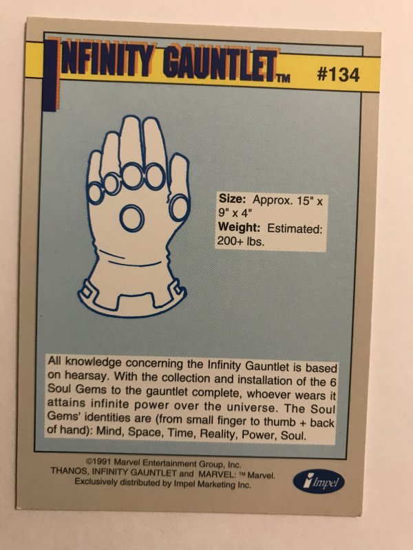 INFINITY GAUNTLET #134 : Marvel Universe 1991 Series 2 card; Impel, NM/M Thanos