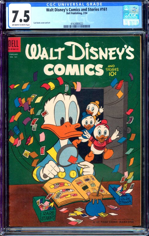 Walt Disneys Comics And Stories 161 Dell Publishing 1954 Cgc 75 Carl Barks Cvr Comic Books 