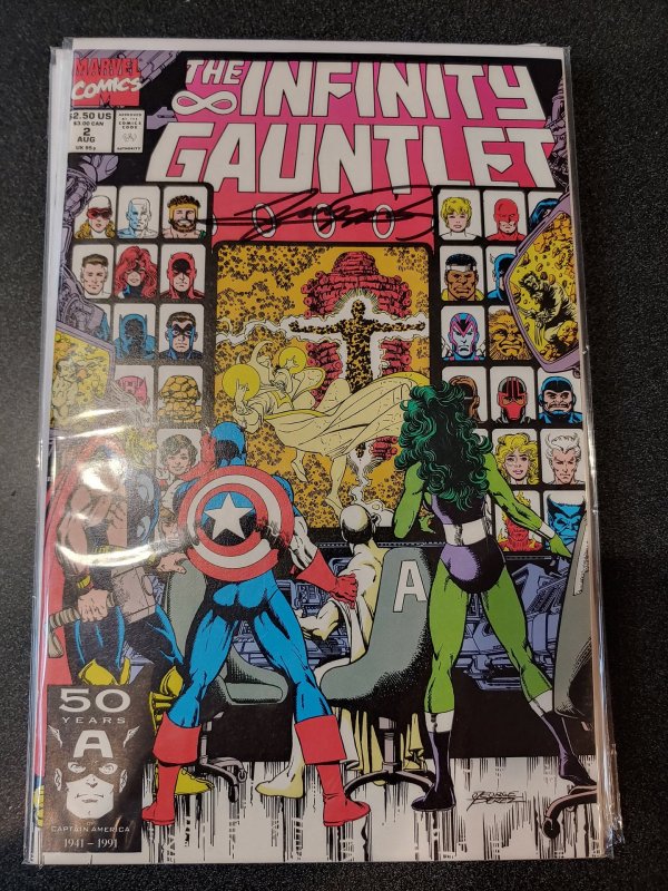 THE INFINITY GAUNTLET #2 SIGNED BY GEORGE PEREZ WITH COA