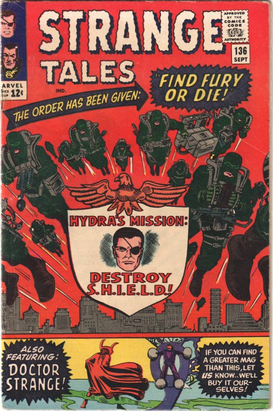 Strange Tales #136 (1965) 2nd appearance Nick Fury, Agent of SHIELD