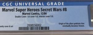 Marvel Super Heroes Secret Wars 8 Cgc 9.8 DOUBLE COVER White Pages RARE Origin