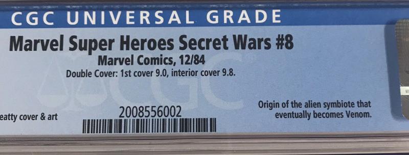 Marvel Super Heroes Secret Wars 8 Cgc 9.8 DOUBLE COVER White Pages RARE Origin 