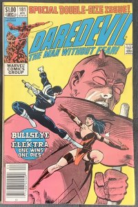 Daredevil #181 Newsstand Edition (1982, Marvel) Death of Elektra. VF