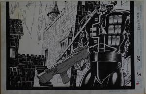 PAT BRODERICK / JOHN NYBERG original art, DOOM 2099 #29 pg 2-3, 17x 22, Double S