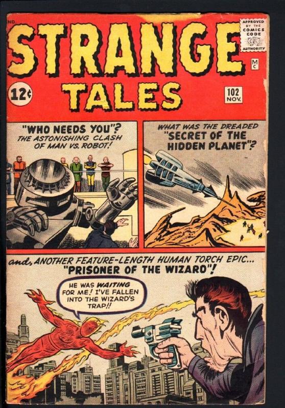 STRANGE TALES #102-1ST WIZARD-HUMAN TORCH-MARVEL-1962