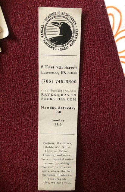 THe Raven bookstore, Lawrence Kansas, black kitty bookmark