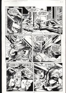 ELVIRA #117-ORIGINAL ART-TOD SMITH-PG6-SPEEDING CAR ART FN