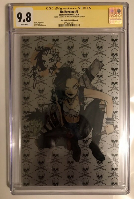 No Heroine #1 Metal B signed/sketched Momoko CGC 9.8