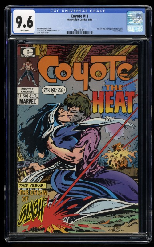 Coyote #11 CGC NM+ 9.6 White Pages 1st Todd McFarlane Published Artwork!