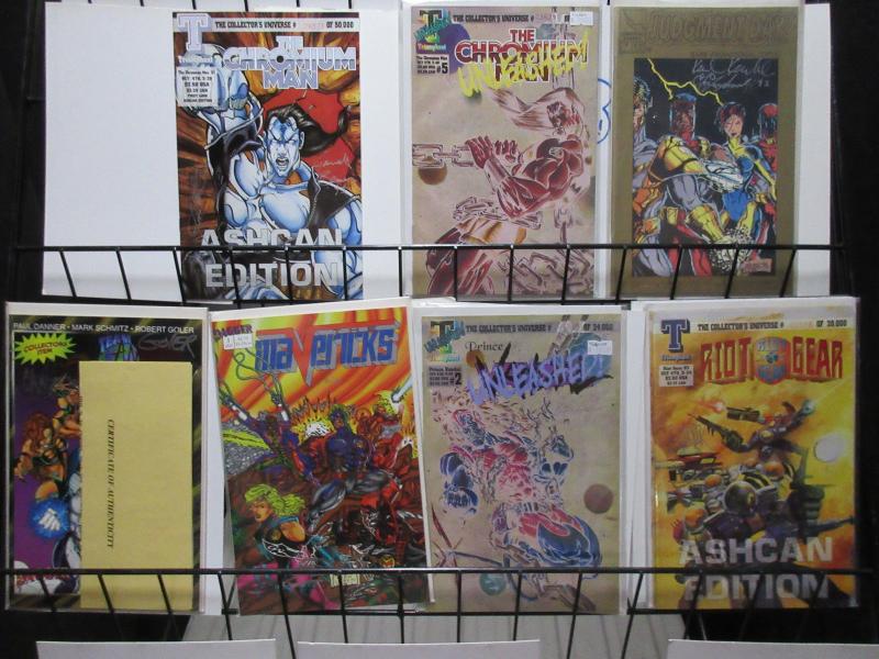 Signed Indie Superhero Comics Lot of 7Diff Chromium Man Mavericks Riot Gear ++