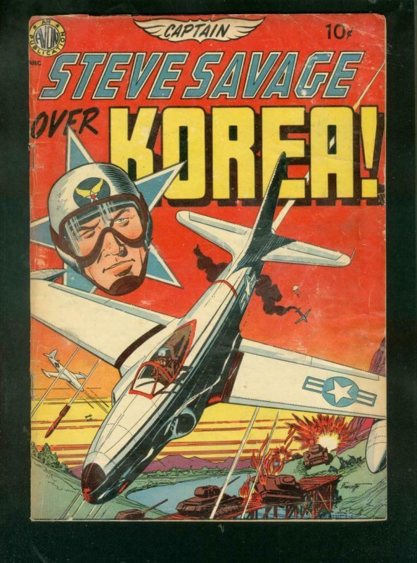 CAPTAIN STEVE SAVAGE OVER KOREA #1-1950-WALLY WOOD ART  G/VG 